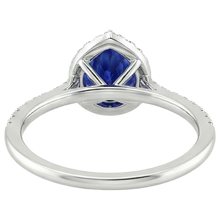 Bague de Fiançailles Diamant Naturels Extraits des Mines ( et non cultivés en laboratoire ) Style Larme Poire Saphir Bleu 6.20 Carats