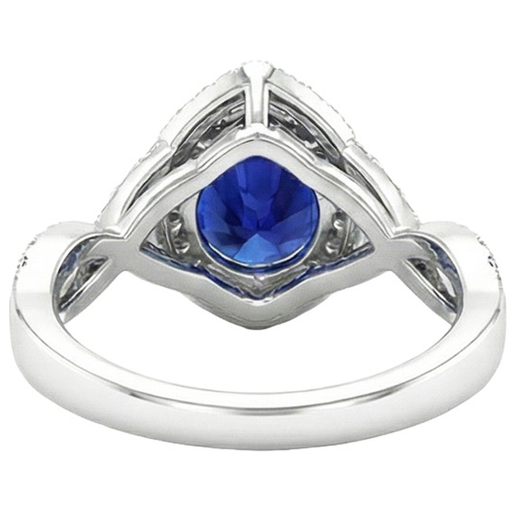 Bague de Fiançailles Double Halo Saphir de Ceylan & Diamants 6.50 Carats