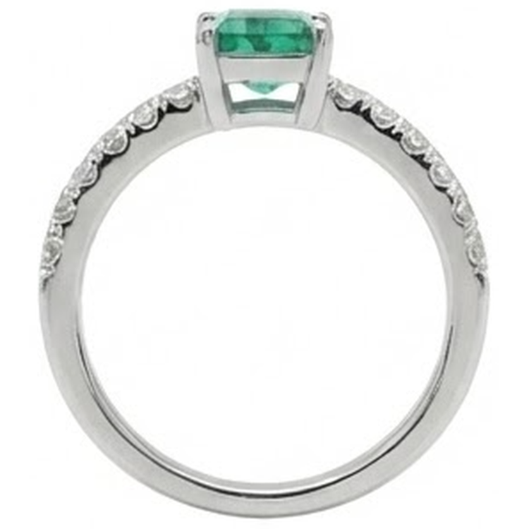 Bague de Fiançailles Emeraude Vert Et Diamants Naturels Extraits des Mines ( et non cultivés en laboratoire ) 2.80 Carats Or Blanc 14K