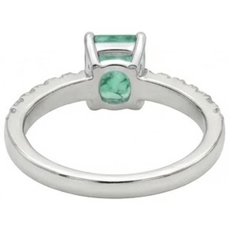 Bague de Fiançailles Emeraude Vert Et Diamants Naturels Extraits des Mines ( et non cultivés en laboratoire ) 2.80 Carats Or Blanc 14K