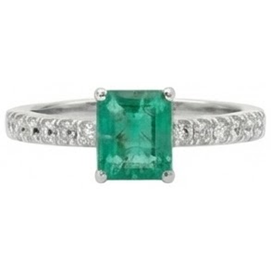 Bague de Fiançailles Emeraude Vert Et Diamants Naturels Extraits des Mines ( et non cultivés en laboratoire ) 2.80 Carats Or Blanc 14K