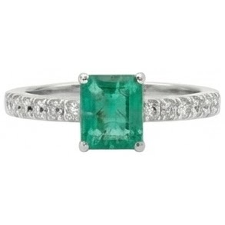 Bague de Fiançailles Emeraude Vert Et Diamants Naturels Extraits des Mines ( et non cultivés en laboratoire ) 2.80 Carats Or Blanc 14K