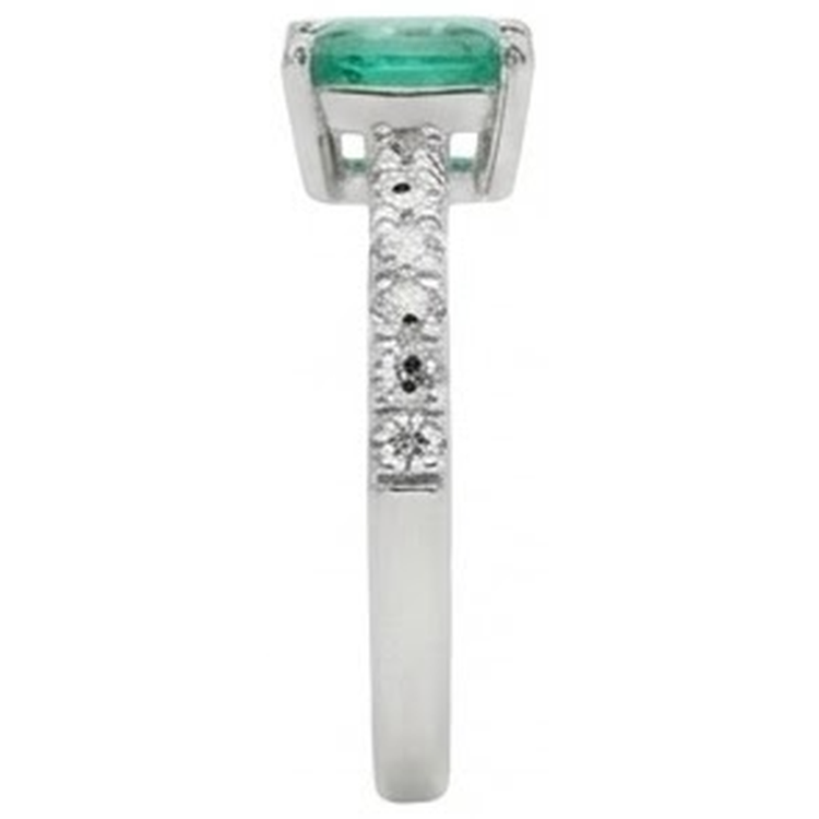 Bague de Fiançailles Emeraude Vert Et Diamants Naturels Extraits des Mines ( et non cultivés en laboratoire ) 2.80 Carats Or Blanc 14K