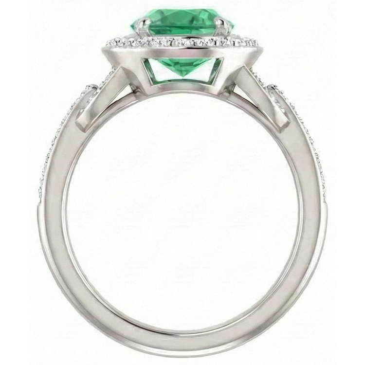 Bague de Fiançailles Émeraude Vert Et Diamants Naturels Extraits des Mines ( et non cultivés en laboratoire ) 4.85 Carats Or Blanc 14K
