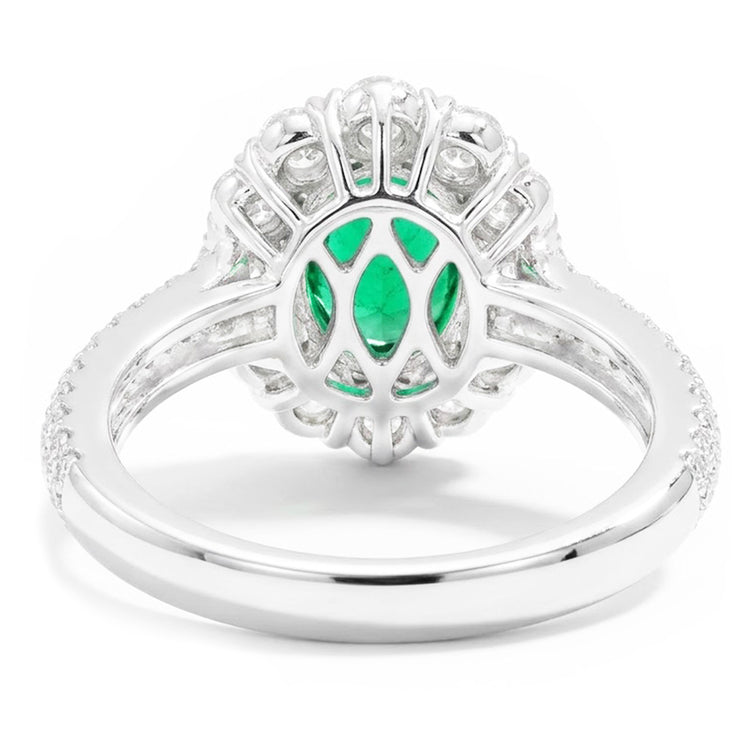 Bague de Fiançailles Émeraude Verte 8 Carats Et Diamants Naturels Extraits des Mines ( et non cultivés en laboratoire ) Or Blanc 14K