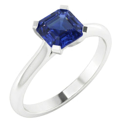 Bague de Fiançailles En Pierres Précieuses Taille Asscher Avec Saphir
