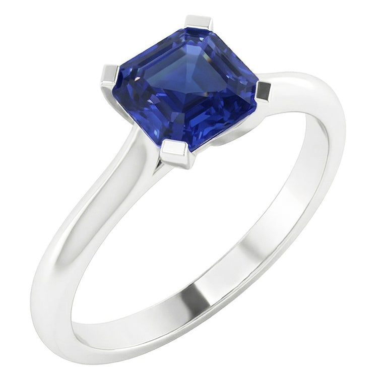 Bague de Fiançailles En Pierres Précieuses Taille Asscher Avec Saphir