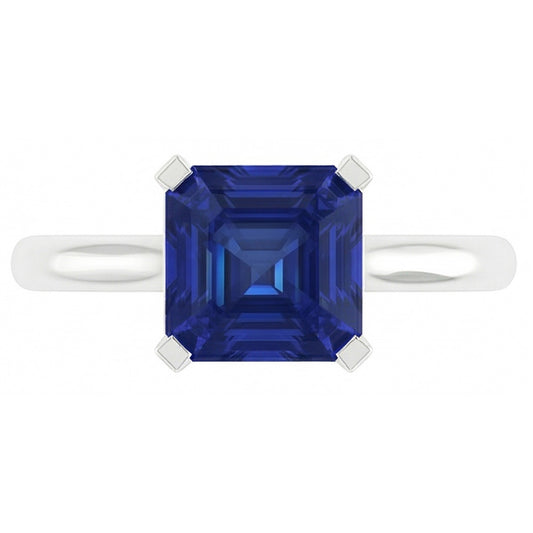 Bague de Fiançailles En Pierres Précieuses Taille Asscher Avec Saphir