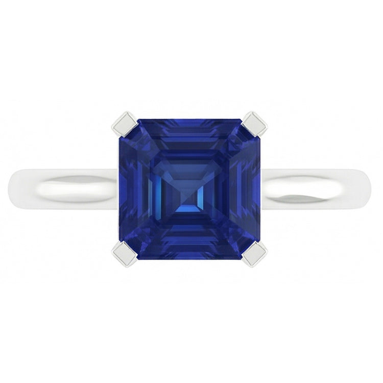Bague de Fiançailles En Pierres Précieuses Taille Asscher Avec Saphir