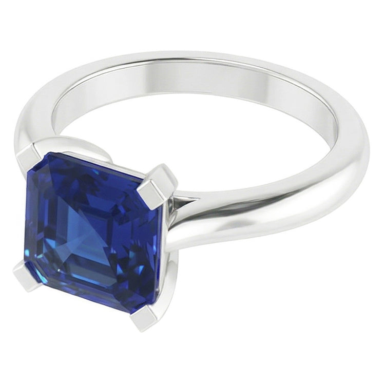 Bague de Fiançailles En Pierres Précieuses Taille Asscher Avec Saphir