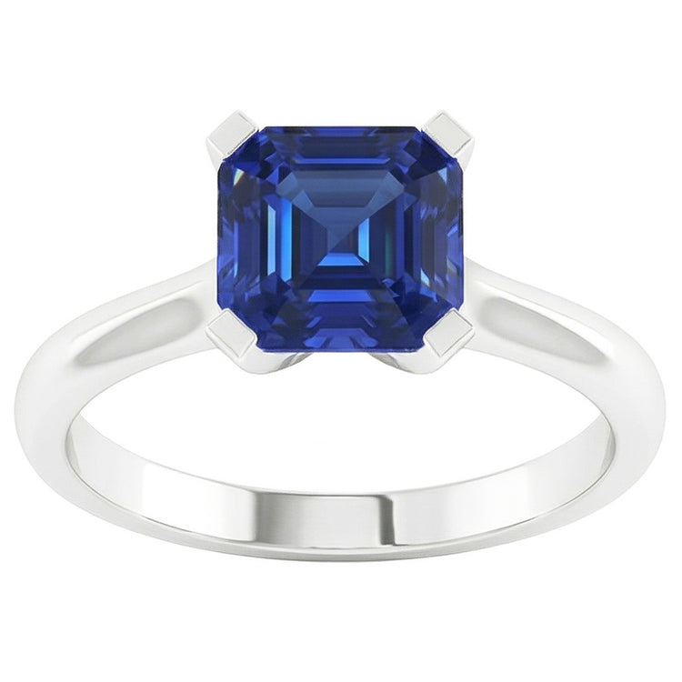 Bague de Fiançailles En Pierres Précieuses Taille Asscher Avec Saphir