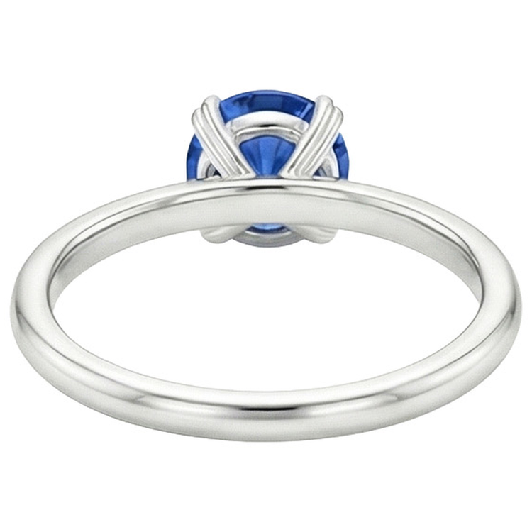Bague de Fiançailles Femme 2 Carats Neuve Or Blanc Solitaire Saphir Bleu
