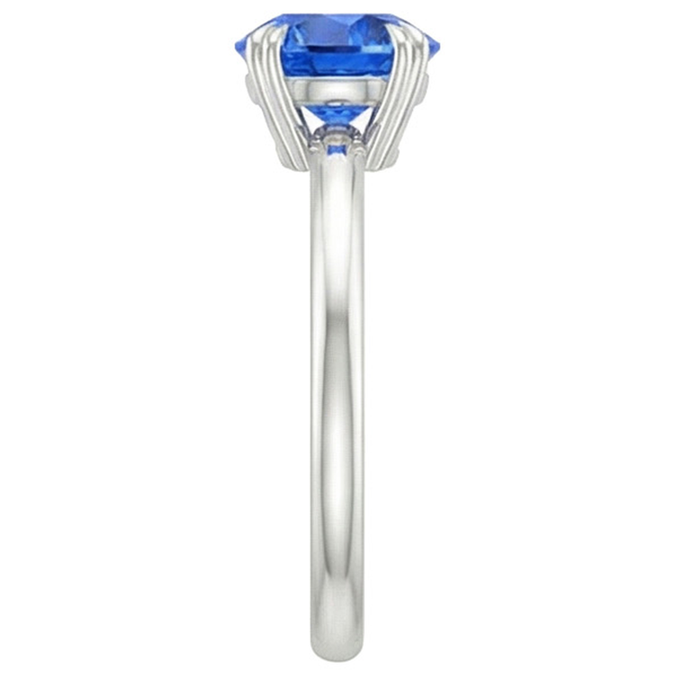 Bague de Fiançailles Femme 2 Carats Neuve Or Blanc Solitaire Saphir Bleu