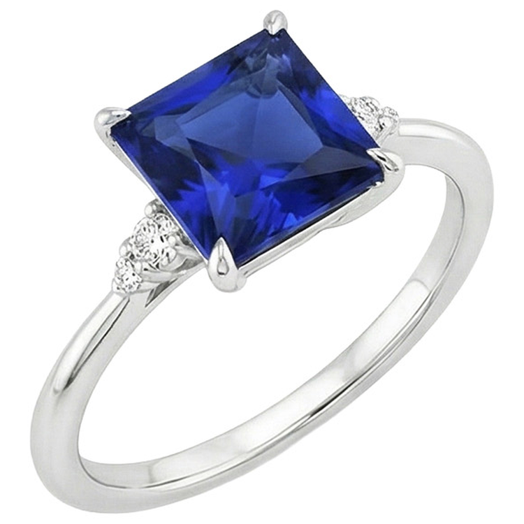 Bague de Fiançailles Femme Saphir Bleu et Diamant Naturels Extraits des Mines ( et non cultivés en laboratoire ) 5.25 Carat