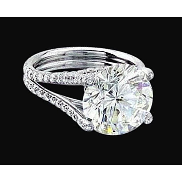 Bague de Fiançailles Gros Réel Diamants 3.50 Carats Or Blanc Nouveau