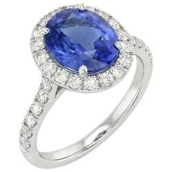 Bague de Fiançailles Halo De Saphir Naturel
