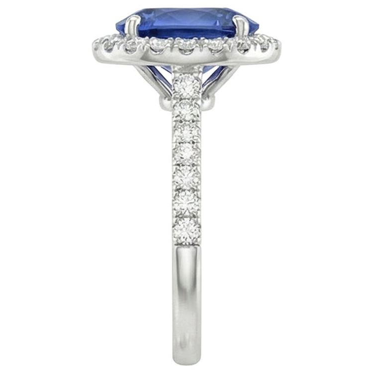 Bague de Fiançailles Halo De Saphir Naturel