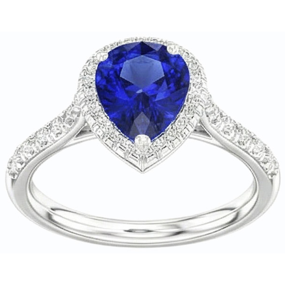 naturel pear diamant 3.50carats bague angle de côté
