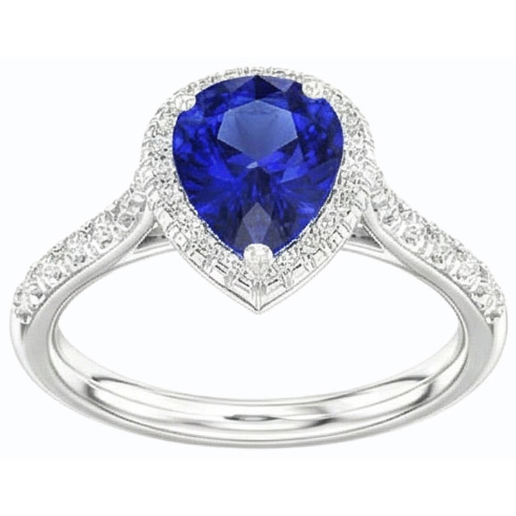 naturel pear diamant 3.50carats bague angle de côté