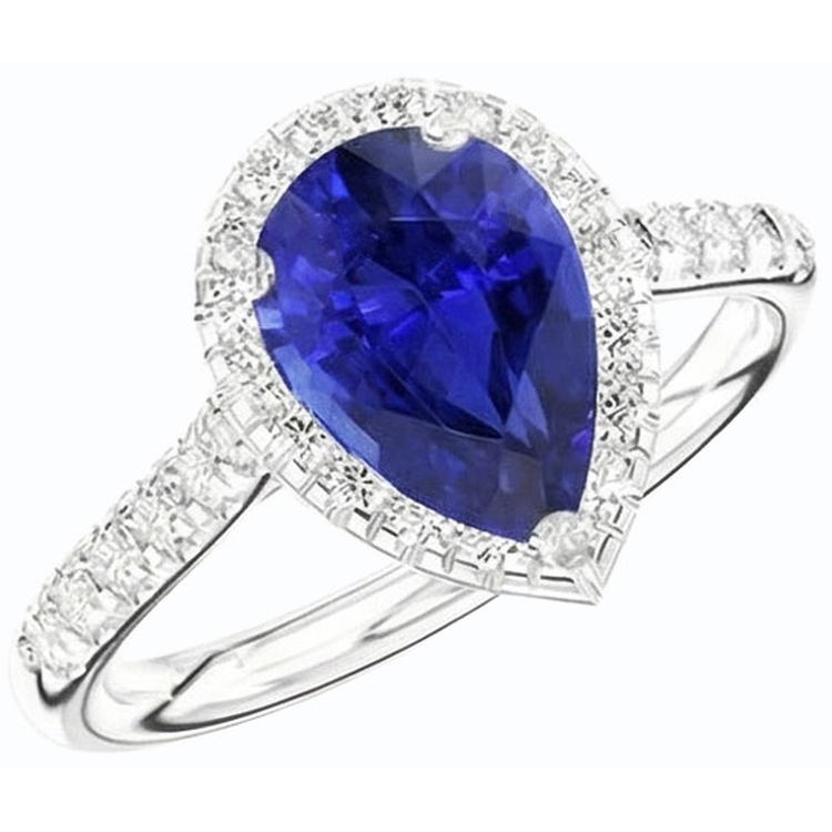 naturel pear diamant 3.50carats bague détail rapproché