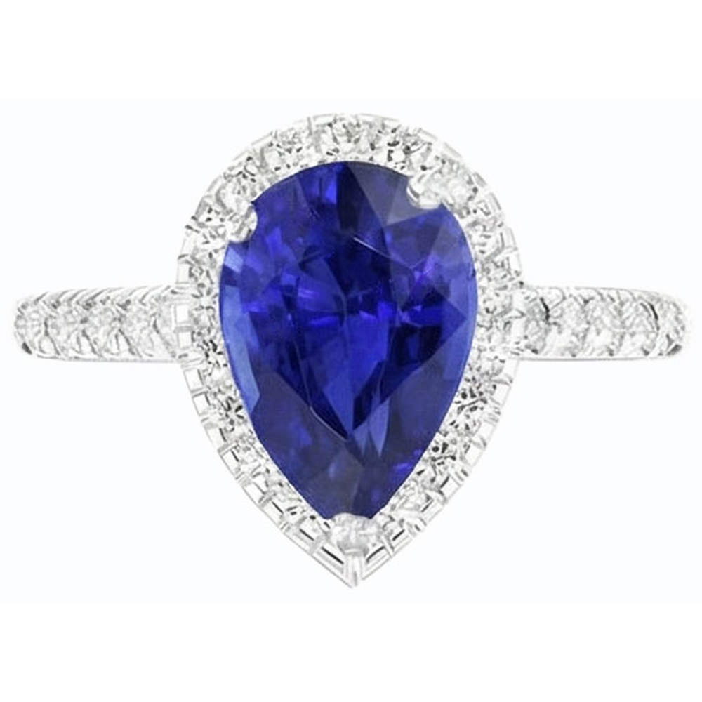 naturel pear diamant 3.50carats bague vue de dessus