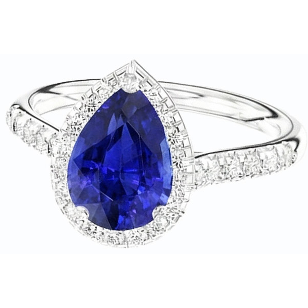 naturel pear diamant 3.50carats bague vue de profil