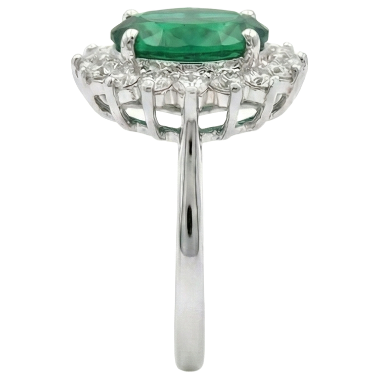 Bague de Fiançailles Halo Emeraude Verte