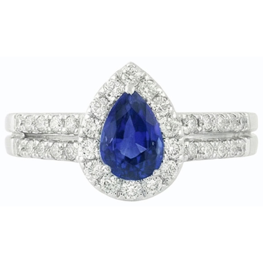 naturel pear diamant 4carats bague sur blanc