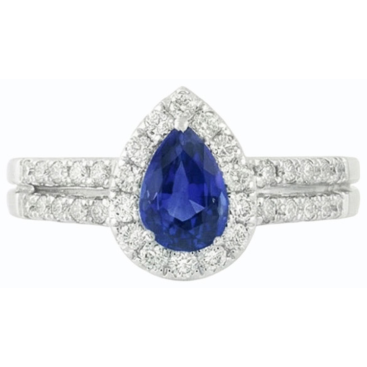 naturel pear diamant 4carats bague sur blanc