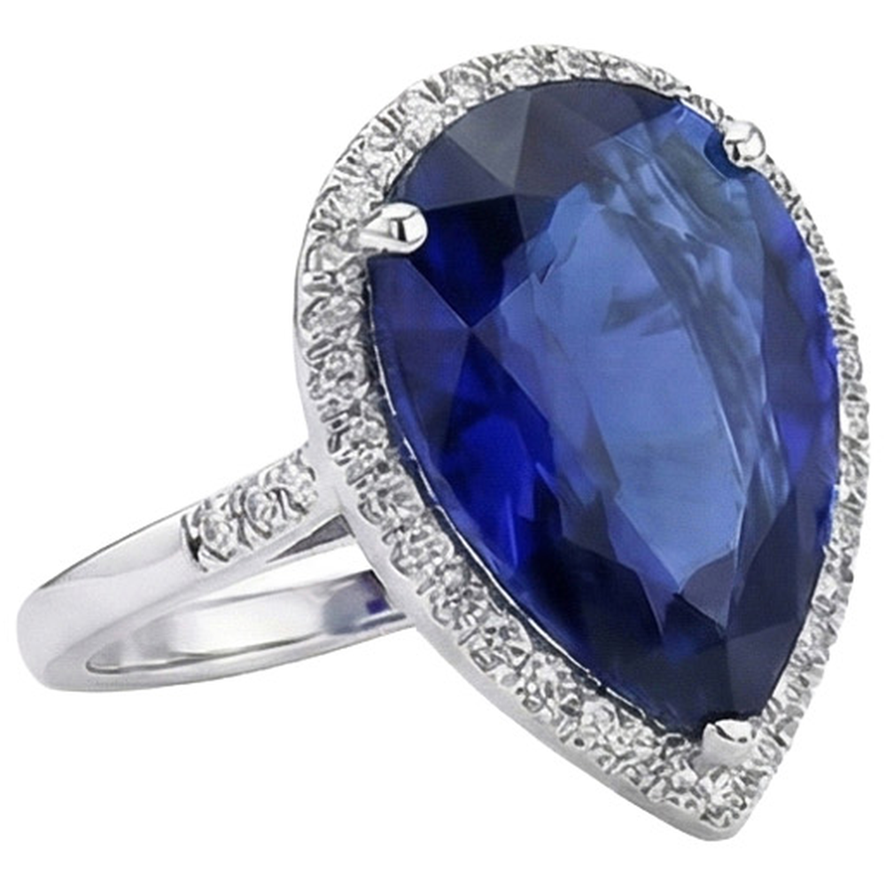naturel pear diamant 5carats bague vue de dessus