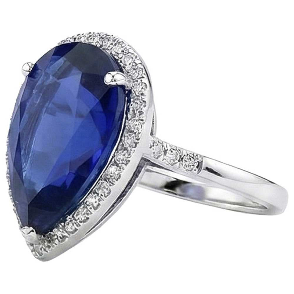naturel pear diamant 5carats bague vue de profil