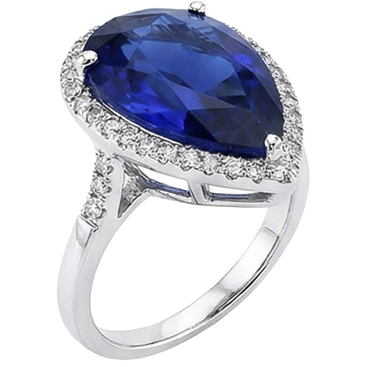 naturel pear diamant 5carats bague sur blanc