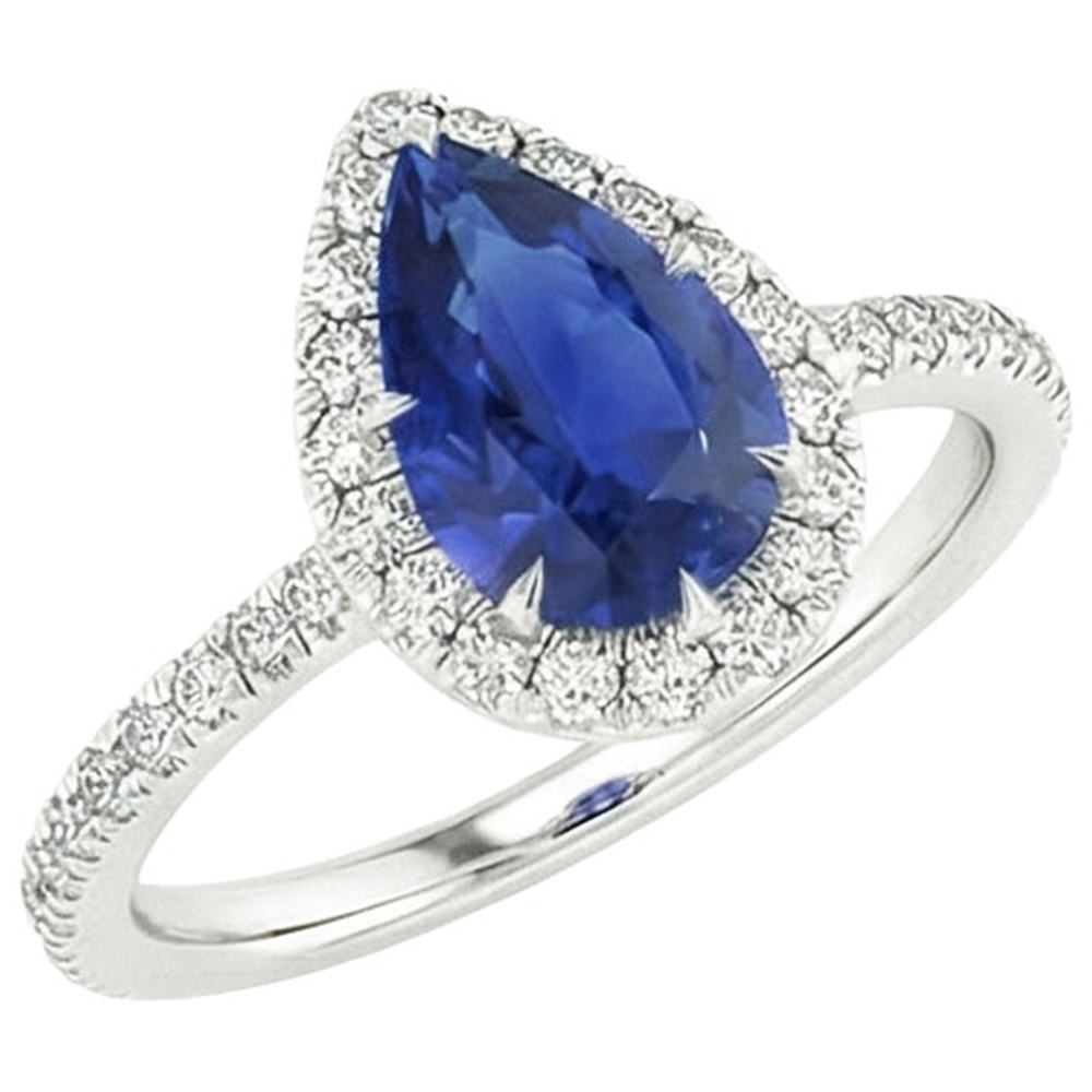 naturel pear diamant 3.50carats bague détail rapproché