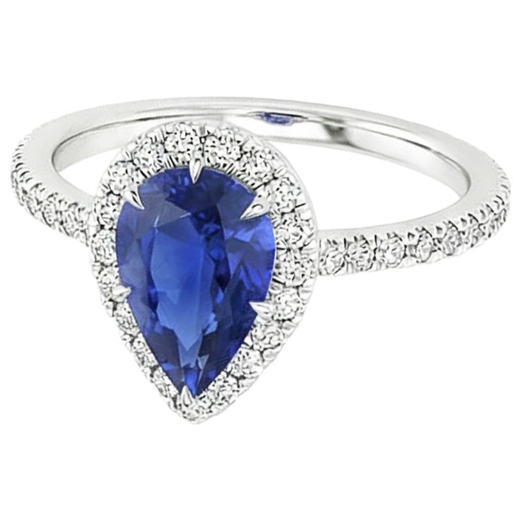 naturel pear diamant 3.50carats bague vue de dessus
