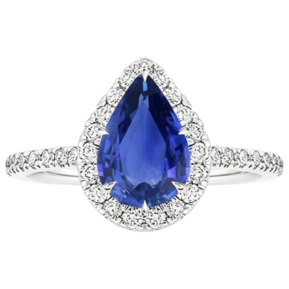 naturel pear diamant 3.50carats bague vue de profil