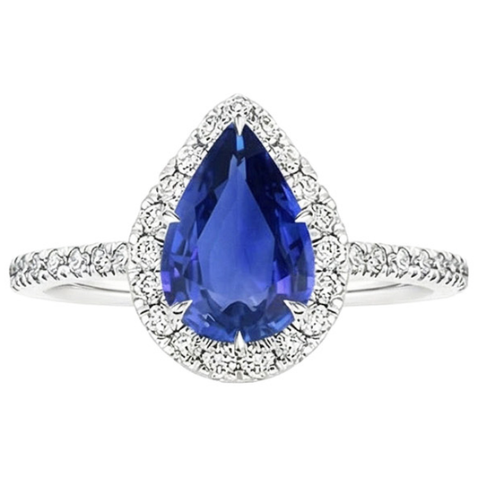 naturel pear diamant 3.50carats bague vue de profil