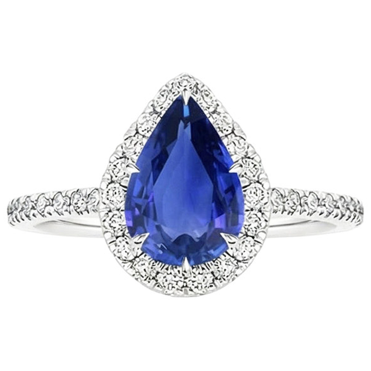 naturel pear diamant 3.50carats bague vue de profil