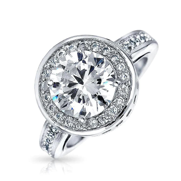 Bague de Fiançailles Halo Réel Diamant 2.50 Carats