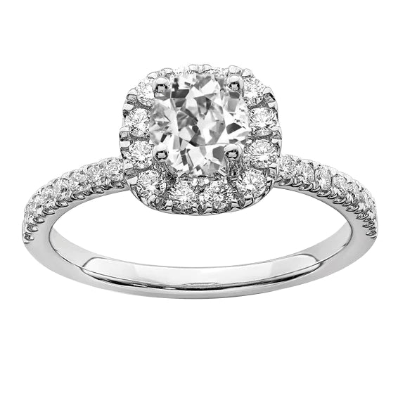 Bague de Fiançailles Halo Rond Vieux Réel Diamant Mineur Avec Accents 4.50 Carats