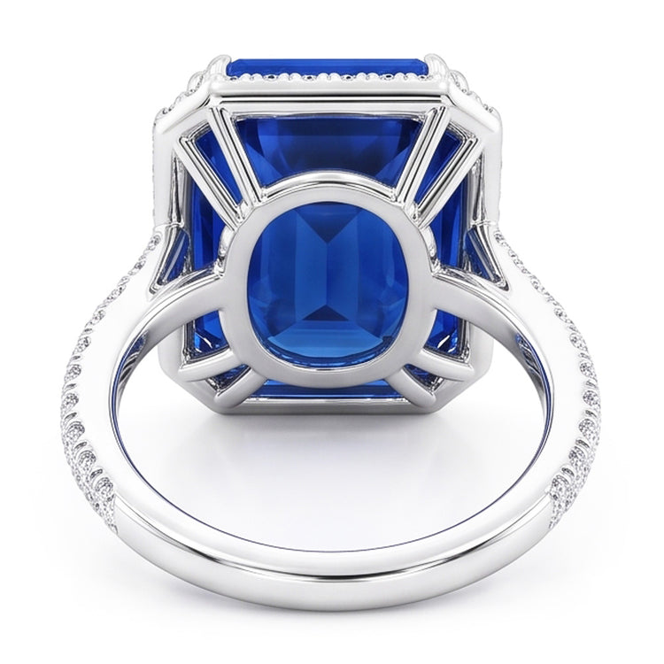 Bague de Fiançailles Halo Saphir Bleu Foncé