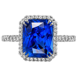 Bague de Fiançailles Halo Saphir Bleu Foncé