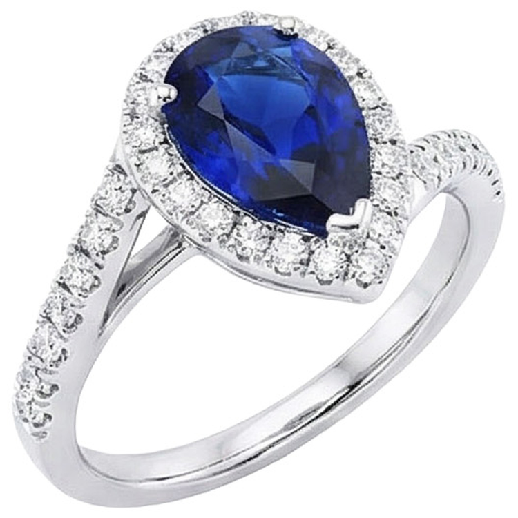 naturel pear diamant 4.50carats bague angle de côté