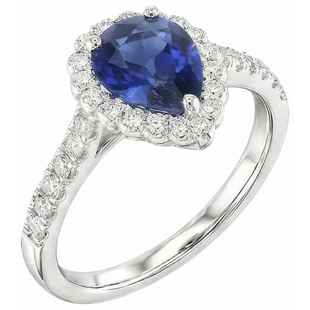 naturel pear diamant 3.50carats bague angle de côté