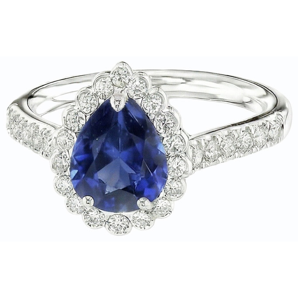 naturel pear diamant 3.50carats bague détail rapproché