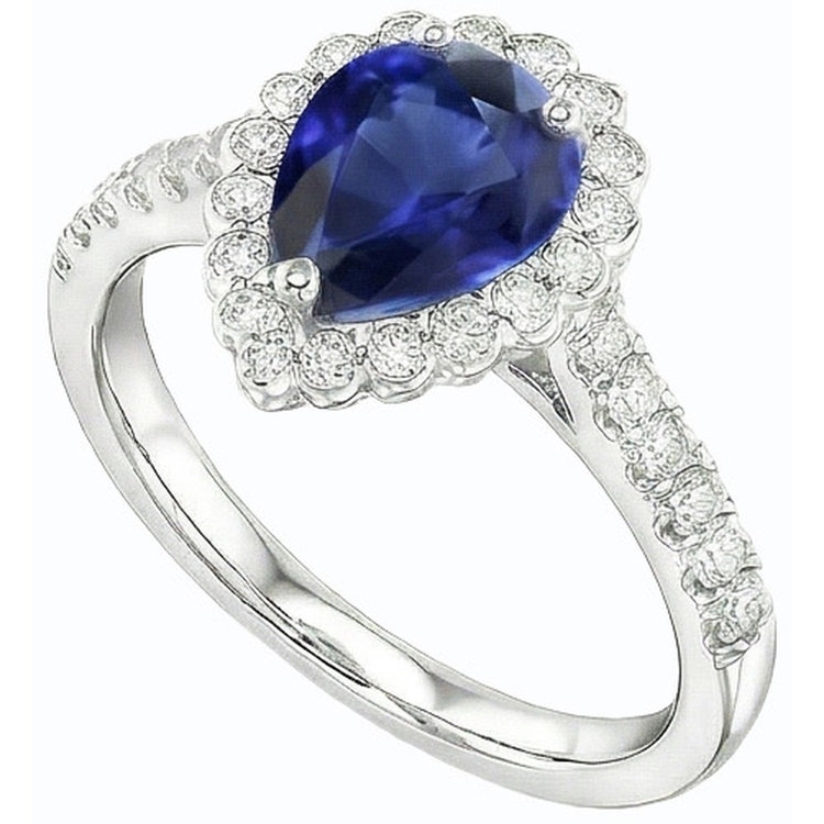 naturel pear diamant 3.50carats bague vue de profil