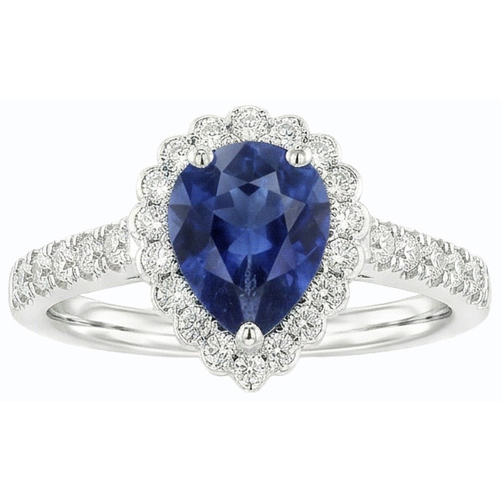 naturel pear diamant 3.50carats bague sur blanc