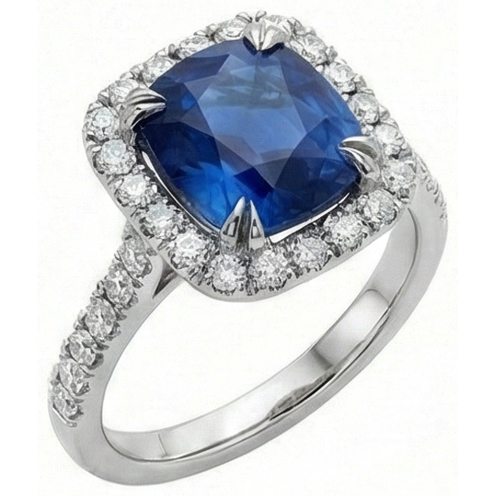 naturel cushion diamant 14carats bague angle de côté