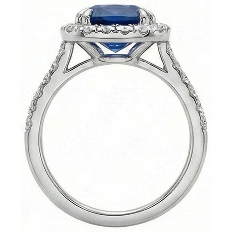naturel cushion diamant 14carats bague vue de profil