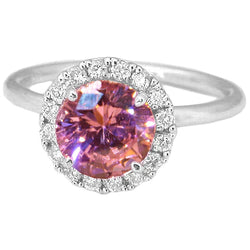 Bague de Fiançailles Halo Saphir Rose