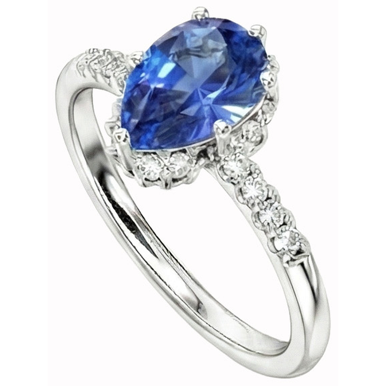 naturel pear diamant 4carats bague vue de face